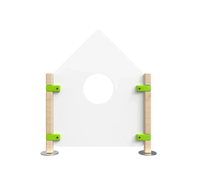 Laag hekwerk voor kinderhoek in de vorm van een huis | IKC Hekwerken