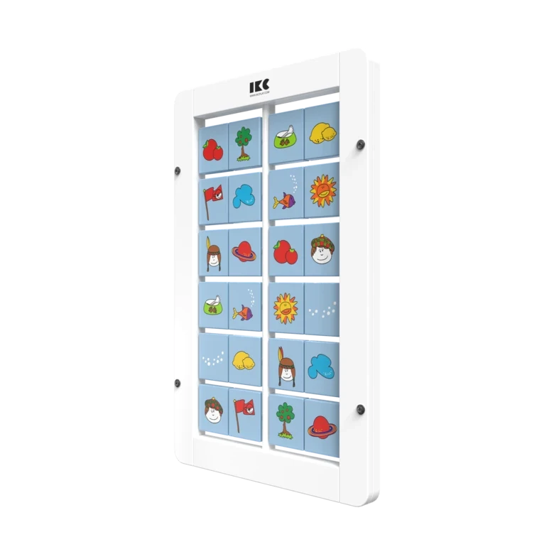 memory spel voor aan de wand met draaiende blokjes | IKC wandspel muurspel